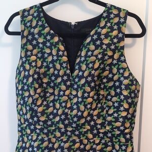 J. Crew Navy Dress with Lemon and Floral Design